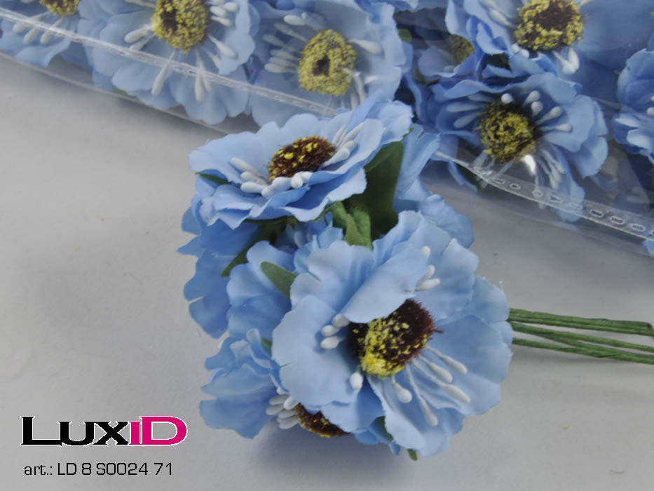 Flowers on pick 71 blauw 8,5cm (60pc)